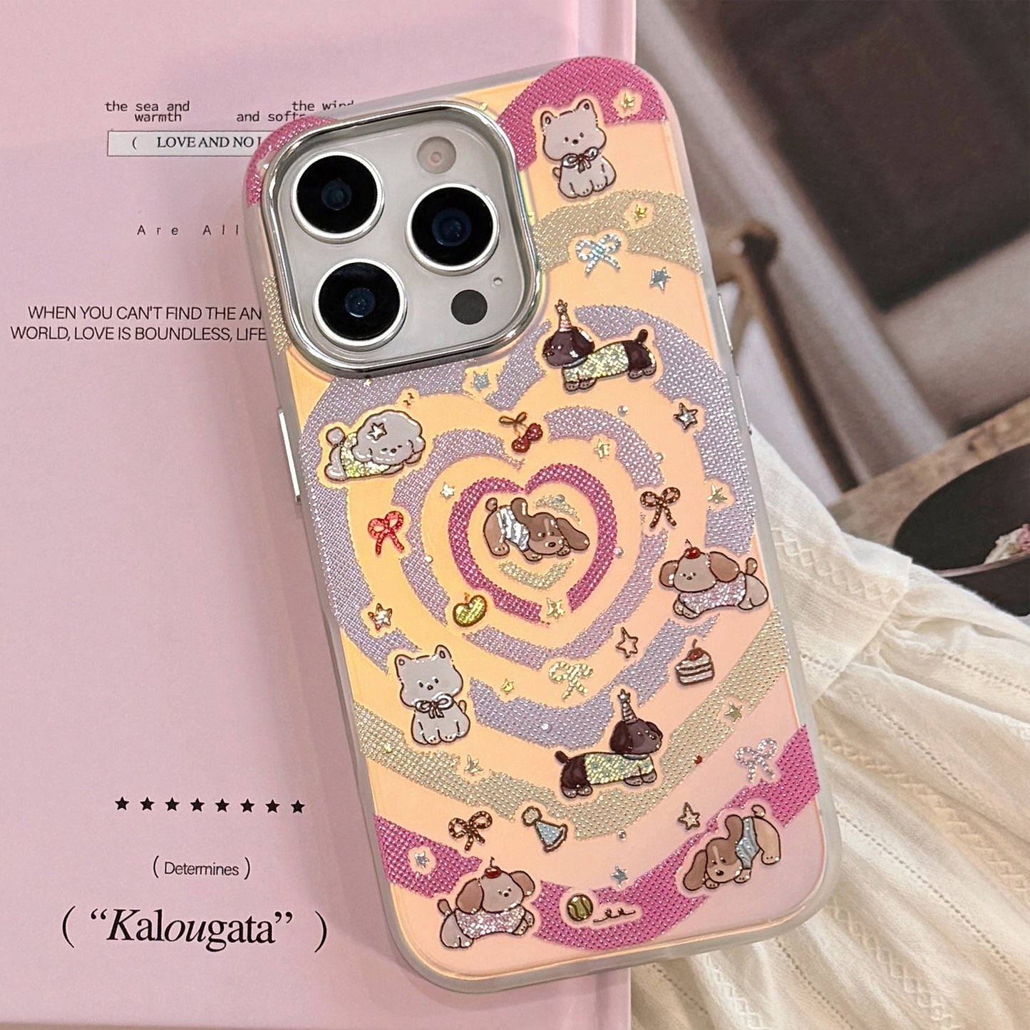 Gilt laser is suitable for iphone16 mobile phone case 17Promax Apple 15 anti-drop 14 color love cartoon 13 Korea