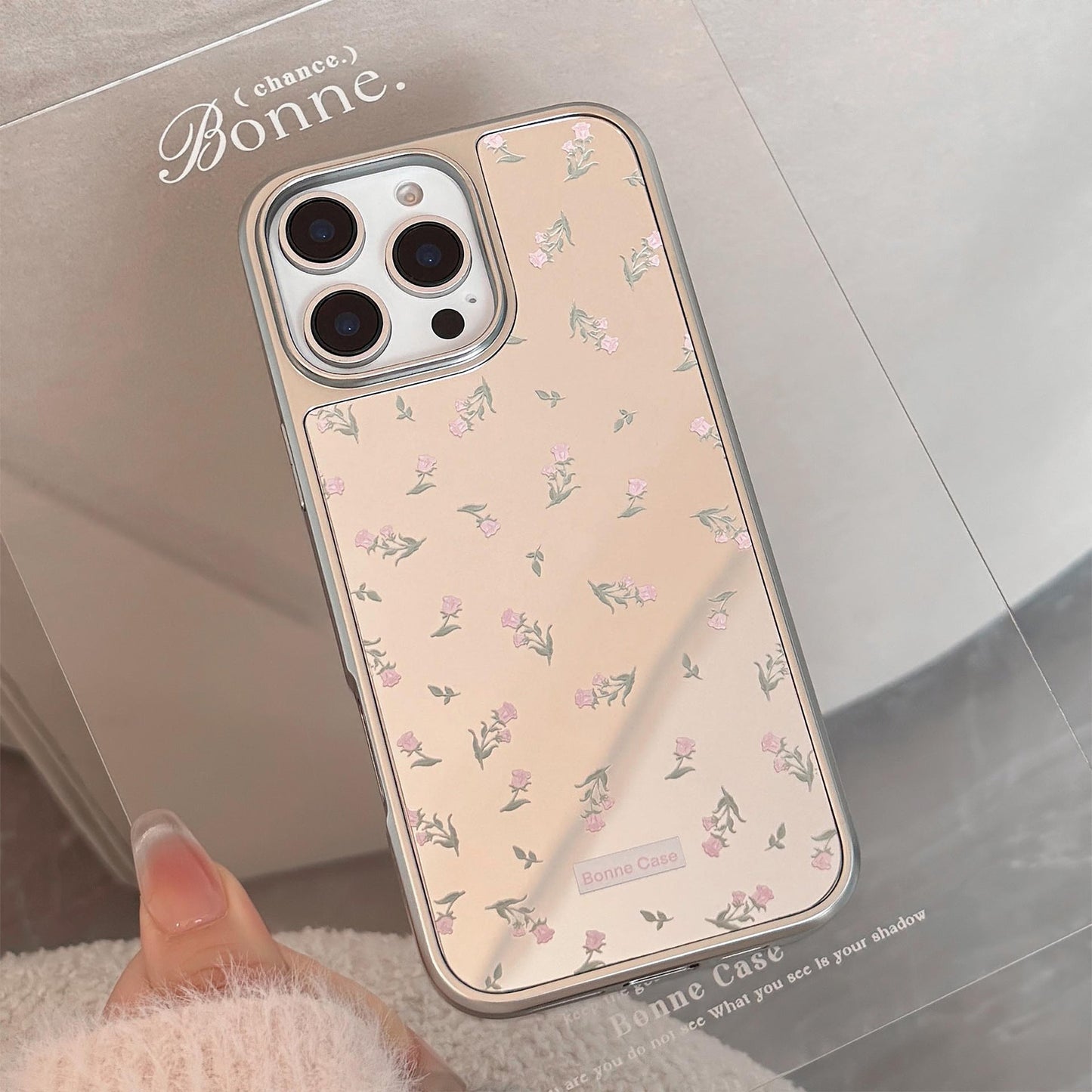 ins pink flower applies to 16 apple 15pro max mobile phone case iphone17 mirror 13 electroplating 15 gentle
