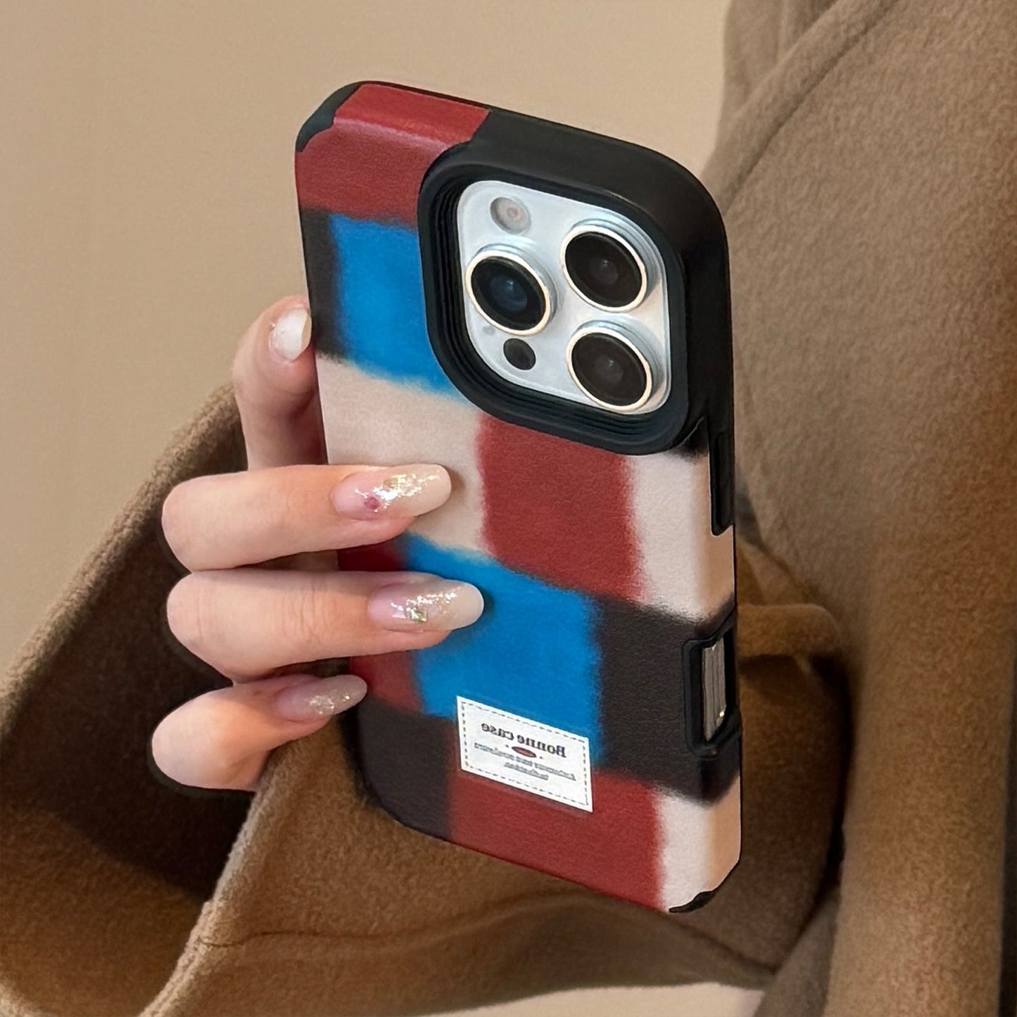 Personalized retro plaid splicing for iphone16promax iPhone 17 case 15 premium 14 leather 13