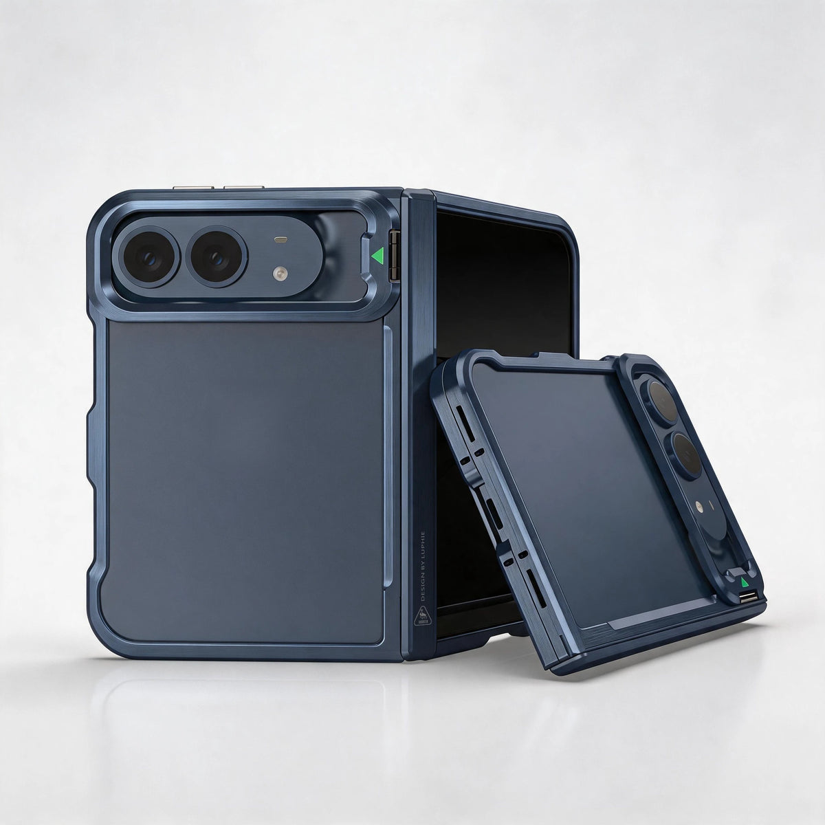 iPhone Duo Fold Aluminum Alloy Framen Case Snap-on Lens Bracket Hinge Protection Inner Sponge Cushioning Shockproof Cover