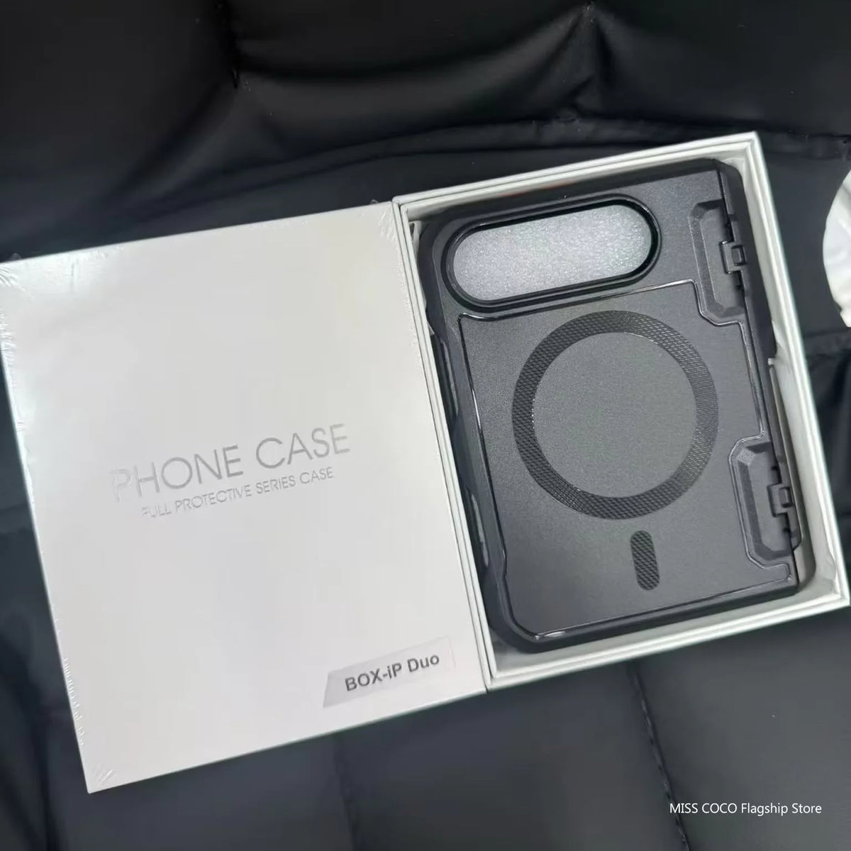 Magnetic Clear Matte Hinge Protection Stand Case for iPhone Duo For Wireless Charging Phone Cover With Screen Glass Film Holder