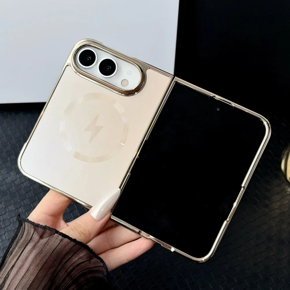 Plating Frosted Lighting Magnetic Case For iPhone Duo duo Fold Wireless Charging Shockproof AG Matte Hard PC Back Cover Funda