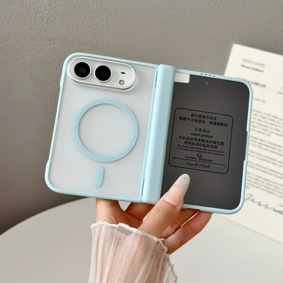 Luxury Matte for Magsafe Screen Protector Case for iPhone Duo 18fold Magnetic Translucent Hinge Protection Shockproof Cover