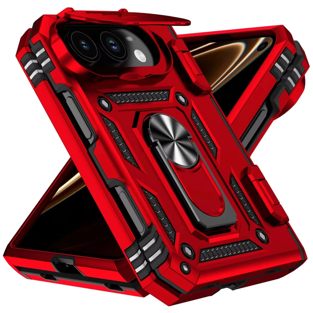 Case Phone Case for IPhone Duo 18 Fold Car Mounted Magnetic Ring Bracket Lens Protection Slide Camera Folding Protective Cover
