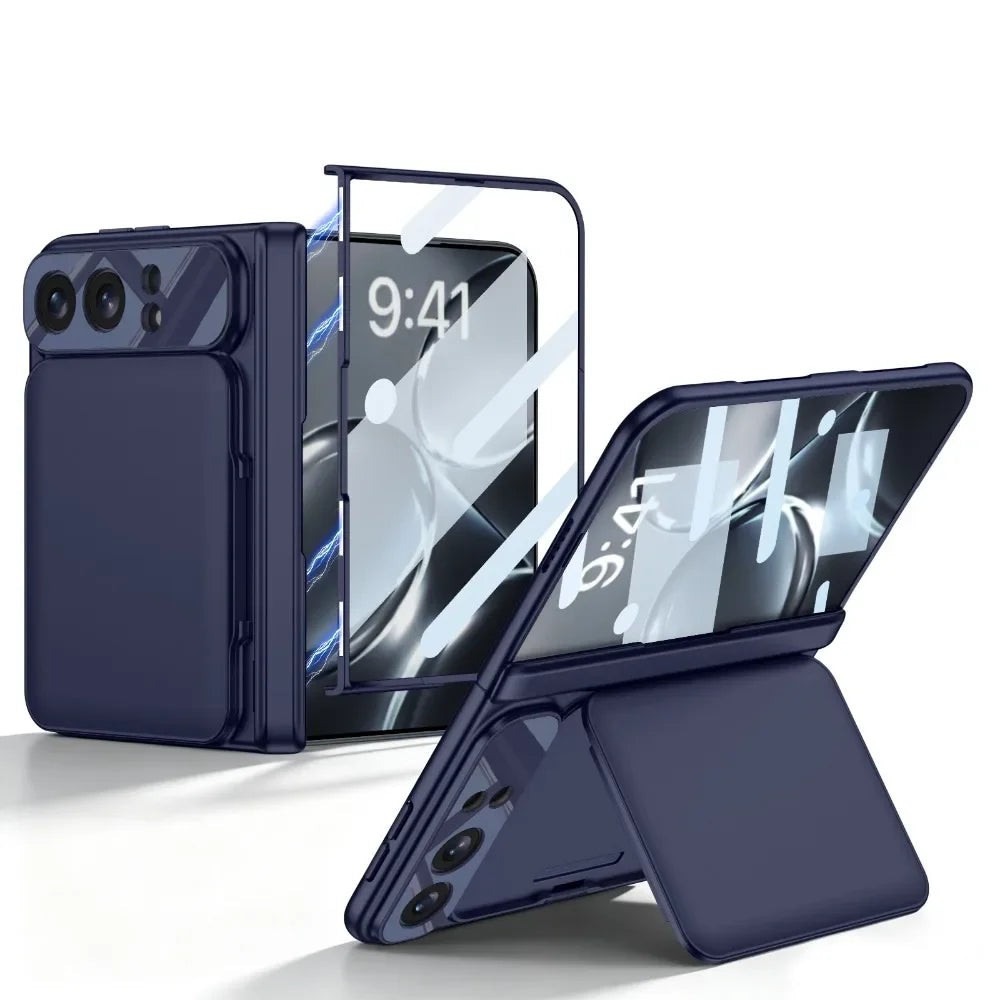 Luxury Wallet Card Slot Bracket Stand PC Magnetic Case For iPhone Duo 18 Fold Built-in Screen Film Hinge Protection Holder Cover
