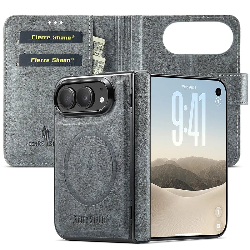 Detachable Magnetic Wallet Leather Flip Case For iPhone Duo Removeable Book Cover
