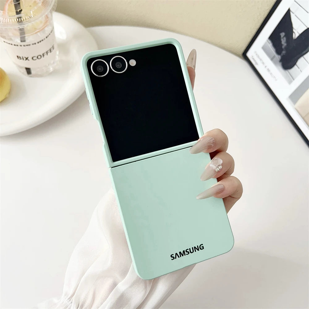 Original Liquid Silicone PC Phone Case Samsung Galaxy Z Flip 7 6 5 4 3 5G Matte Skin Shockproof Candy Colors Soft Cover Z Flip7