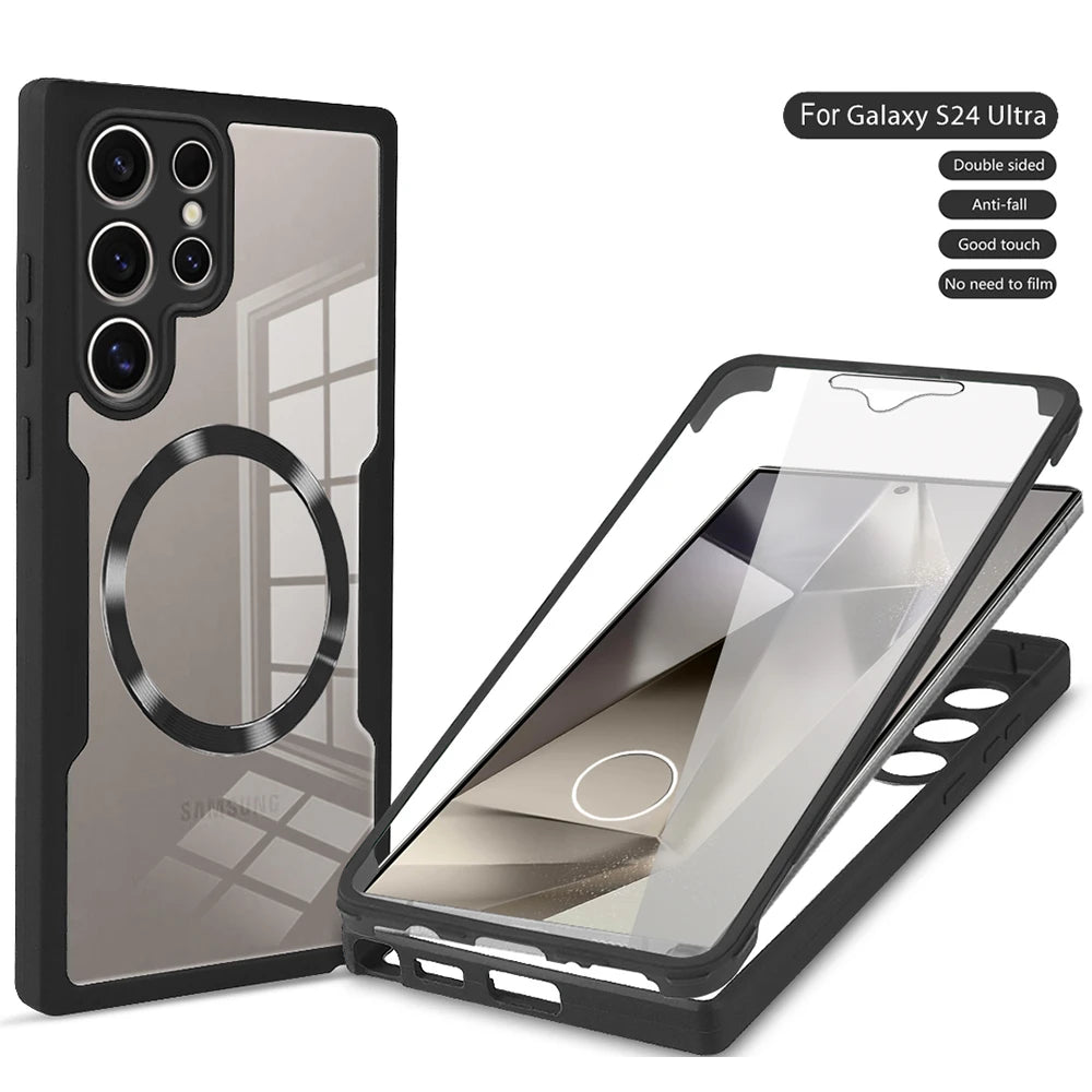 360 Full Body Magnetic Shockproof Soft Phone Case Samsung