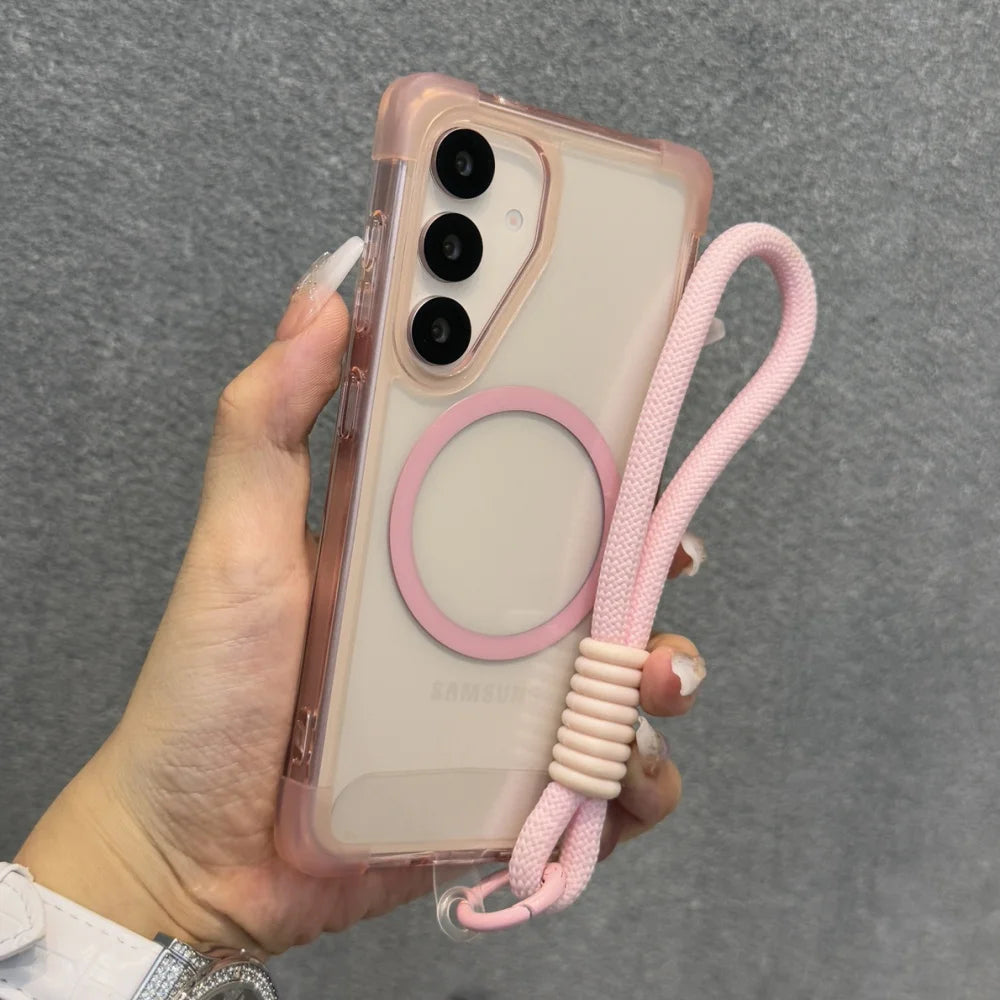 Clear magnetic wrist strap shockproof phone case samsung - product image