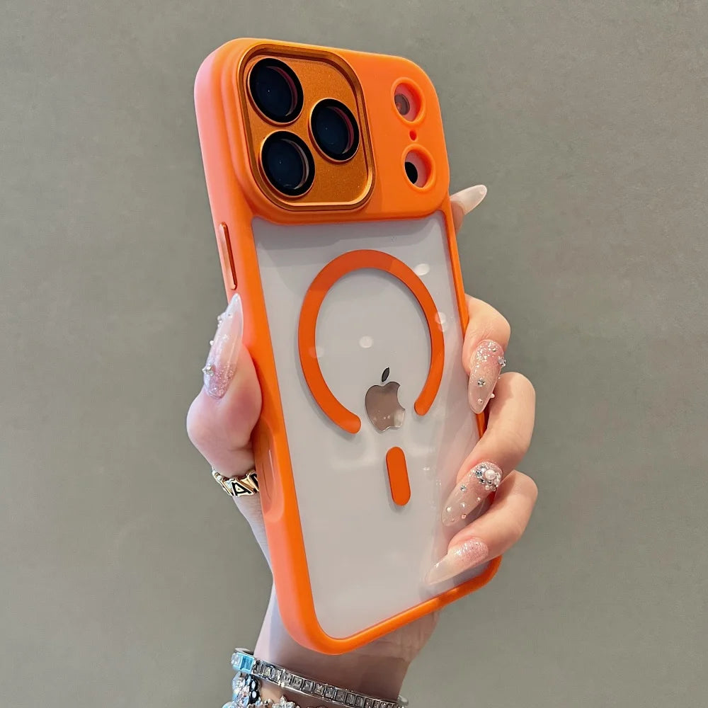 Crystal acrylic magnetic wireless charging shockproof phone case iphone - product image