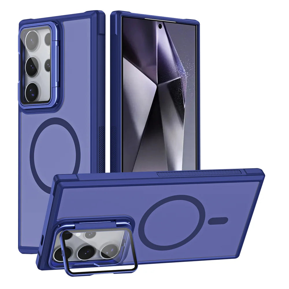 Fold glass lens stand magnetic wireless charging case samsung - product image