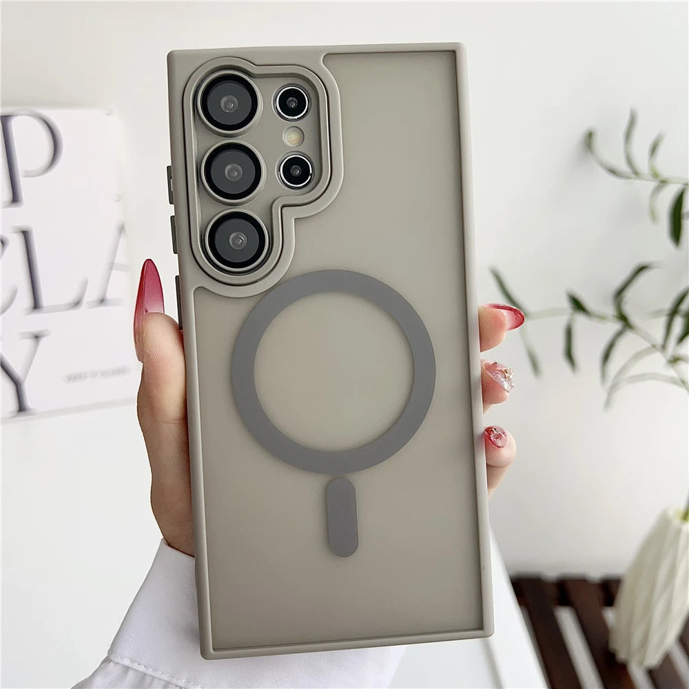 Frosted translucent magnetic matte wireless charging case - product image