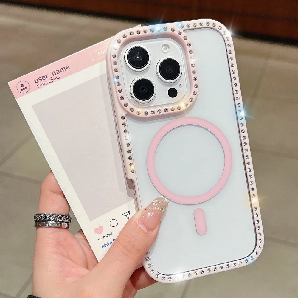 Magnetic glitter rhinestone hard cover - product image