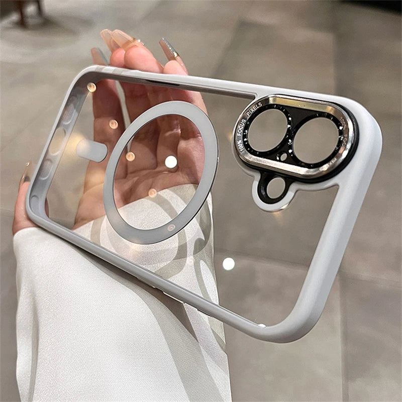Magnetic metal lens protection phone case - product image