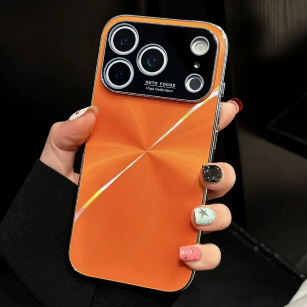 Plating laser cd texture aurora glass lens protection case - product image