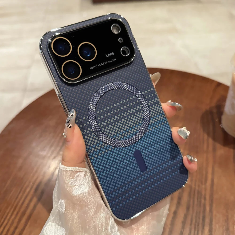 Plating magnetic carbon fiber shockproof camera case - product image