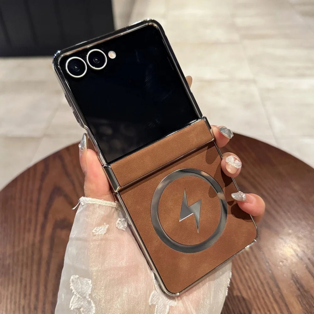 Plating magnetic matte leather soft shockproof case - product image