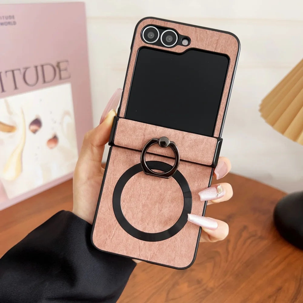 Ring stand holder leather magnetic case - product image