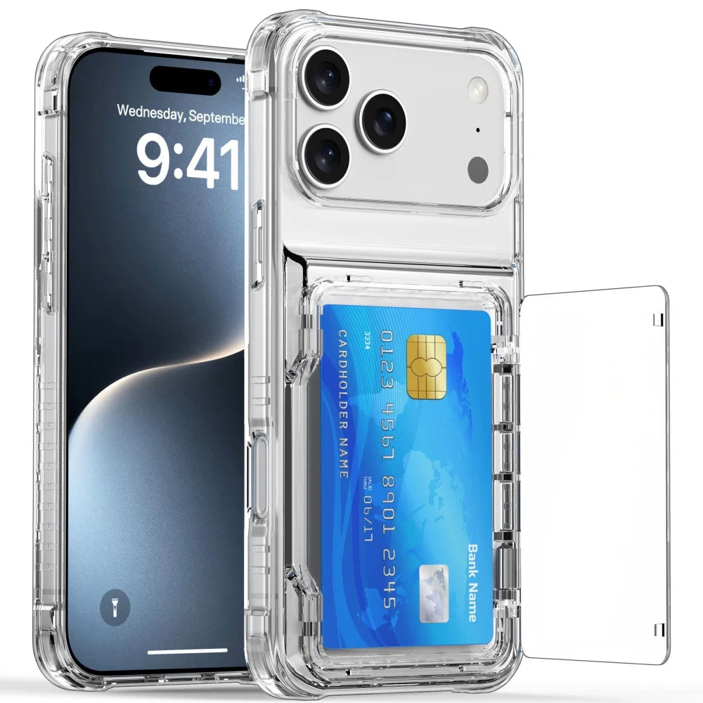 Transparent wallet slot card holder stand phone case - product image