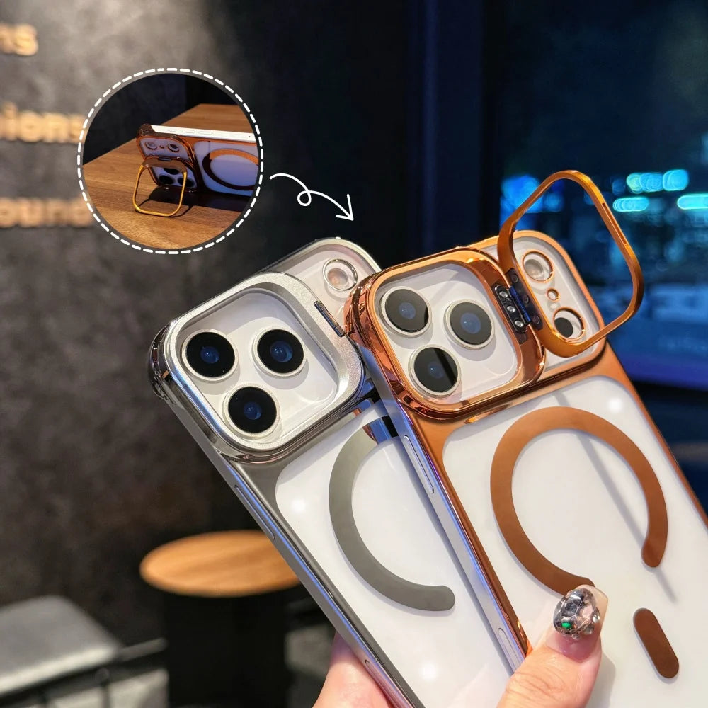 Foldable glass lens magnetic transparent case - product image