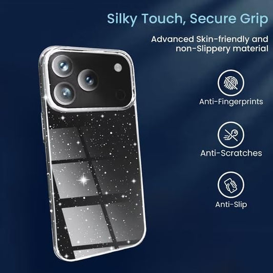 Glitzer Klare Hülle Kompatibel mit iPhone 17 Pro, Glitzernde Harte Rückabdeckung, Transparent