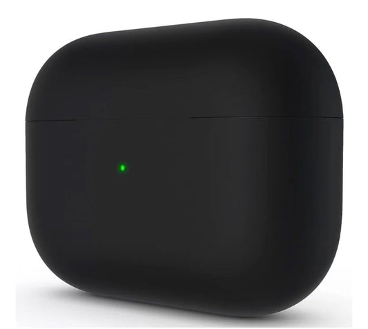 Silikonhülle Kompatibel mit AirPods Pro (2019), Schutzhülle aus Flüssigsilikon mit sichtbarer LED-Anzeige auf der Vorderseite, Schwarz