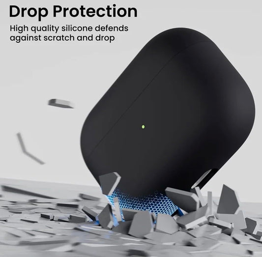 Silikonhülle Kompatibel mit AirPods Pro (2019), Schutzhülle aus Flüssigsilikon mit sichtbarer LED-Anzeige auf der Vorderseite, Schwarz