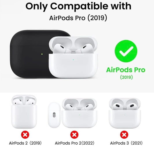 Silikonhülle Kompatibel mit AirPods Pro (2019), Schutzhülle aus Flüssigsilikon mit sichtbarer LED-Anzeige auf der Vorderseite, Schwarz
