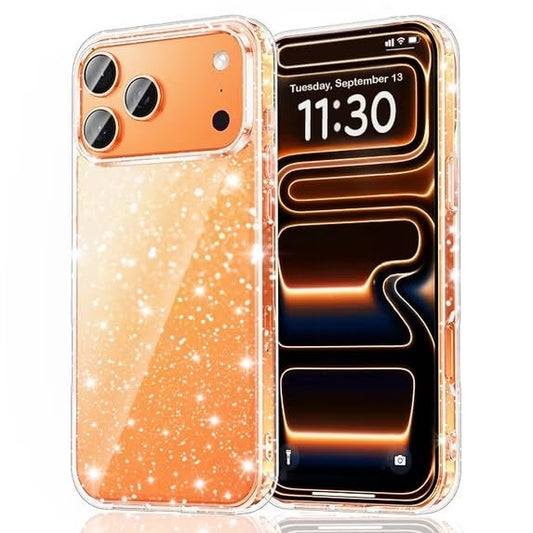 Glitzer Klare Hülle Kompatibel mit iPhone 17 Pro, Glitzernde Harte Rückabdeckung, Transparent