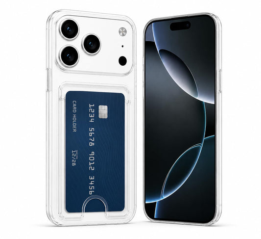 Durchsichtige Brieftaschenhülle für iPhone 17 Pro, schlanke TPU-stoßfeste Hülle mit Kartenhalter, kristallklar