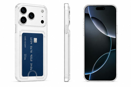 Durchsichtige Brieftaschenhülle für iPhone 17 Pro, schlanke TPU-stoßfeste Hülle mit Kartenhalter, kristallklar