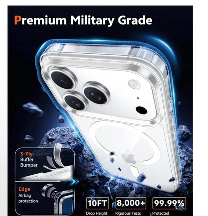 Clear Case for iPhone 17 Pro Max, Shockproof, Slim-Fit Cover, Military Grade Drop Protection, Transparent