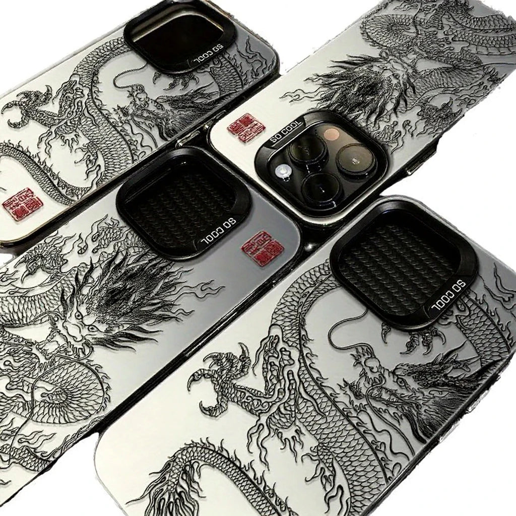 Men's Matte TPU+PC Animal Design UV Painting Phone Case with Holster for 11/12/13/14/15/16 Pro/Max Soft Shell