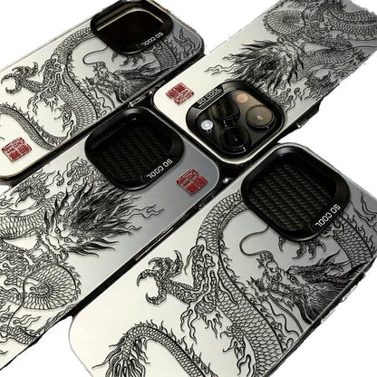 Men's Matte TPU+PC Animal Design UV Painting Phone Case with Holster for 11/12/13/14/15/16 Pro/Max Soft Shell