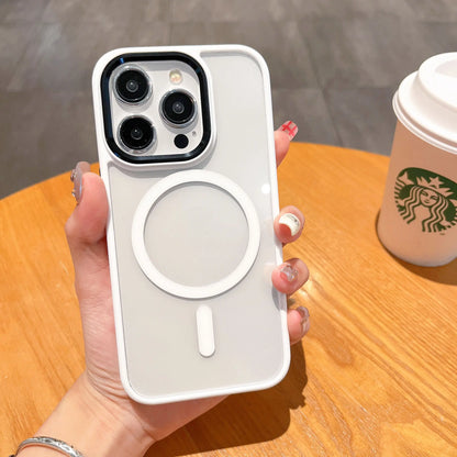 Electroplate Metal Buttons Slim Clear Shockproof Case for 11 12 13 14 15 Pro Max Magnetic Wireless Charging Business Design