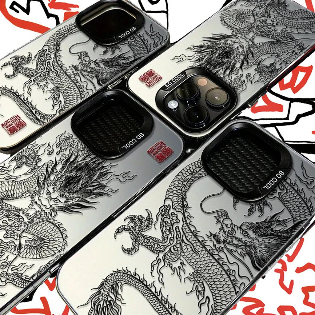 Men's Matte TPU+PC Animal Design UV Painting Phone Case with Holster for 11/12/13/14/15/16 Pro/Max Soft Shell