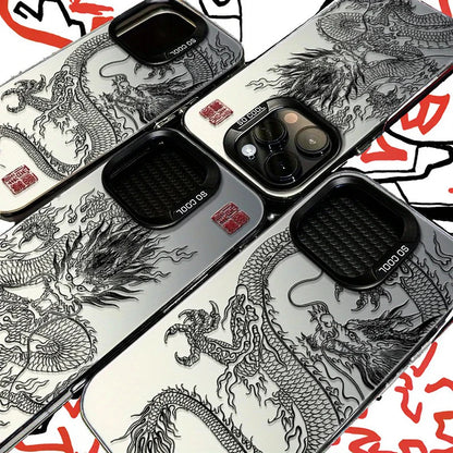 Men's Matte TPU+PC Animal Design UV Painting Phone Case with Holster for 11/12/13/14/15/16 Pro/Max Soft Shell