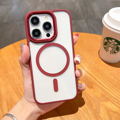 Electroplate Metal Buttons Slim Clear Shockproof Case for 11 12 13 14 15 Pro Max Magnetic Wireless Charging Business Design