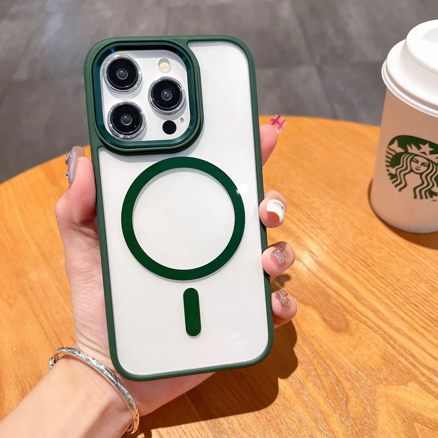 Electroplate Metal Buttons Slim Clear Shockproof Case for 11 12 13 14 15 Pro Max Magnetic Wireless Charging Business Design