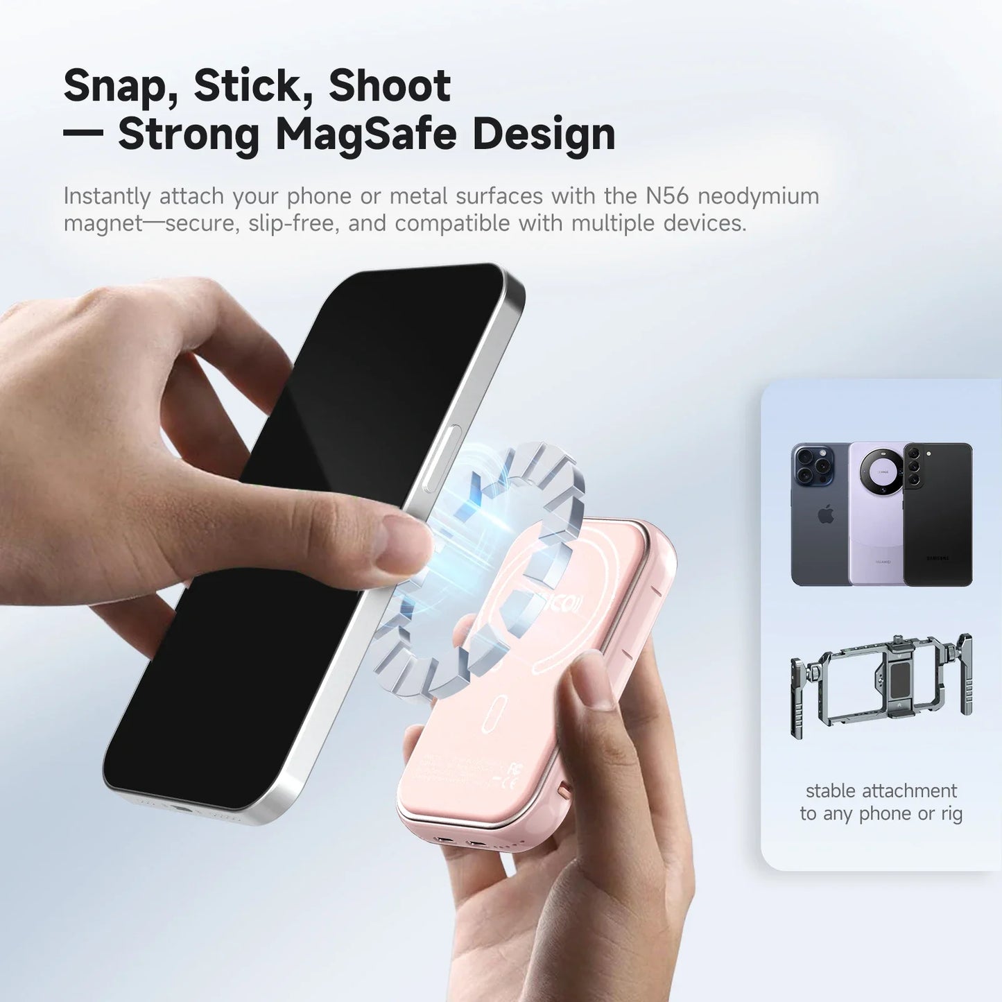 Synco XView M4 AI Wireless Magnetic Selfie Monitor Screen Gesture Control for Smartphone Selfie Vlog Live Stream Video Recording