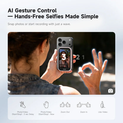Synco XView M4 AI Wireless Magnetic Selfie Monitor Screen Gesture Control for Smartphone Selfie Vlog Live Stream Video Recording