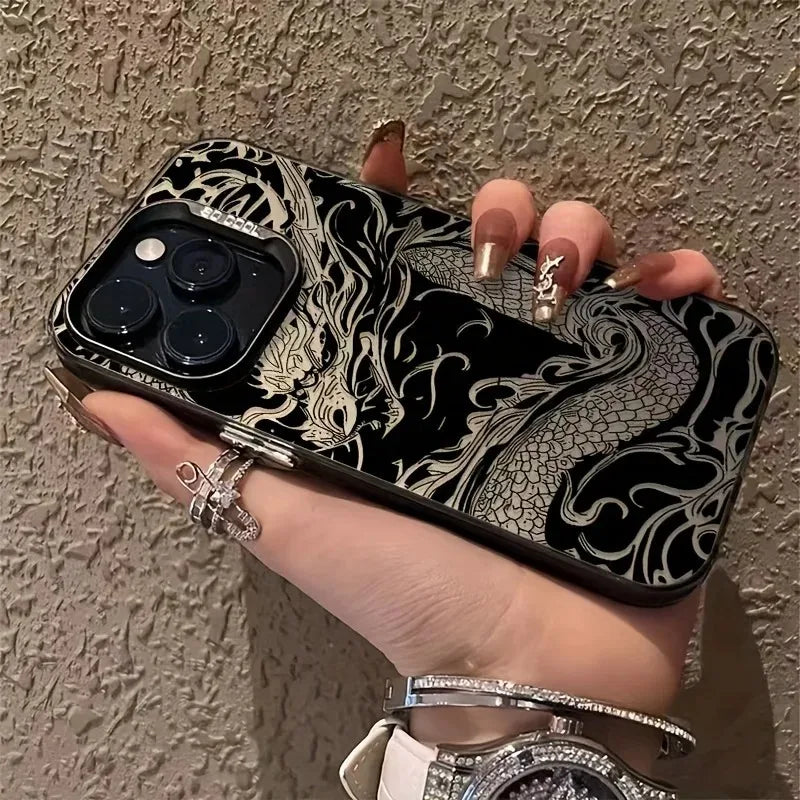 Monochrome Dragon Cool Stylish Phone case for iPhone 16 15 14 13 12 11 Pro Max/Pro/Plus Anti-drop Soft Back Cover