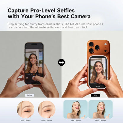 Synco XView M4 AI Wireless Magnetic Selfie Monitor Screen Gesture Control for Smartphone Selfie Vlog Live Stream Video Recording
