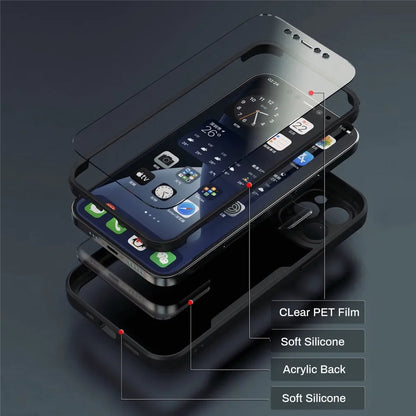 Luxury 360 Full Body Front+Back Clear Case For iPhone 17 16 15 14 13 11 12 Pro Max XS X 7 Plus Silicone Bumper Shockproof Cover