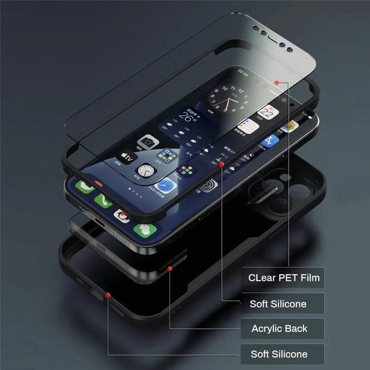 Luxuriöses 360-Grad-Vollschutz Front- & Rückseite Clear Case für iPhone 17 16 15 14 13 11 12 Pro Max XS X 7 Plus Silikon Bumper Stoßfeste Hülle