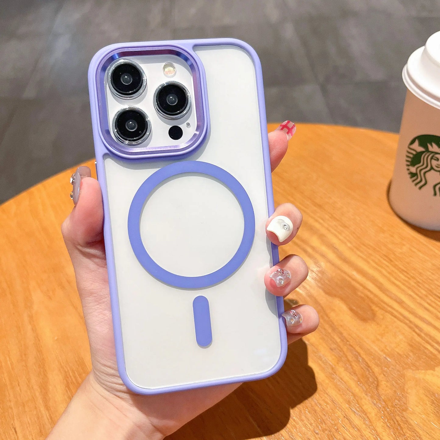 Electroplate Metal Buttons Slim Clear Shockproof Case for 11 12 13 14 15 Pro Max Magnetic Wireless Charging Business Design