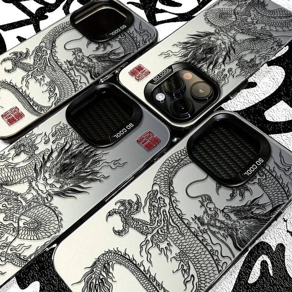 Men's Matte TPU+PC Animal Design UV Painting Phone Case with Holster for 11/12/13/14/15/16 Pro/Max Soft Shell