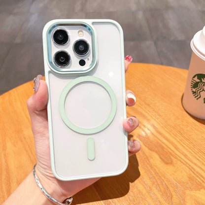 Electroplate Metal Buttons Slim Clear Shockproof Case for 11 12 13 14 15 Pro Max Magnetic Wireless Charging Business Design
