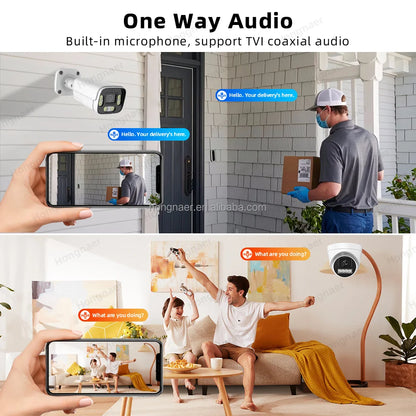 Hongnaer 1080P 4CH AHD Analog DVR CCTV Camera Surveillance System With Starlight Night Vision for Indoor Outdoor Home and Shop