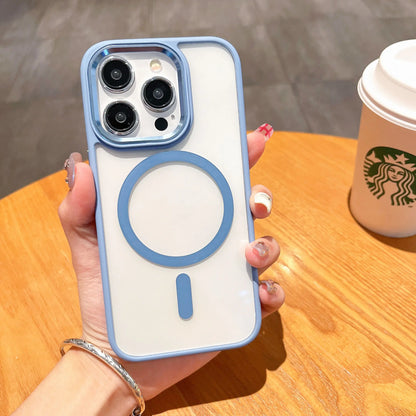 Electroplate Metal Buttons Slim Clear Shockproof Case for 11 12 13 14 15 Pro Max Magnetic Wireless Charging Business Design